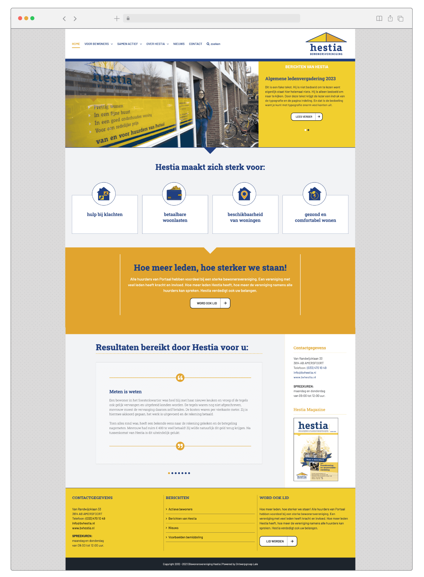 hestia website desktop